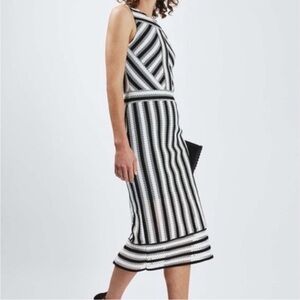 Topshop Airtex Mesh Stripe Midi Dress size 4